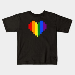 Rainbow 8-bit Heart Kids T-Shirt